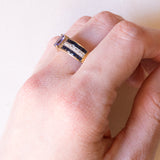 Vintage Ring aus 9 Karat Gelbgold mit Tansanit, Saphir und Diamant, 70er Jahre