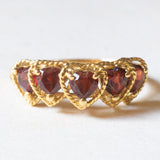 Vintage-Granatring aus 18-karätigem Gelbgold mit Herzschliff, 80er Jahre