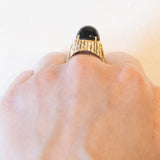 Vintage 14K Gelbgold Onyx Cocktailring, 60er Jahre