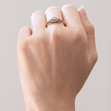 Antiker Diamant-Solitär im Brillantschliff aus 14 Karat Gelbgold und Silber, 20er/30er Jahre