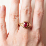 Vintage-Ring aus 14-karätigem Gelbgold mit synthetischem Rubin (ca. 1.50 ct), 40er Jahre