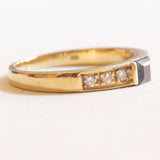 Drei Vintage-Ringe aus 14-karätigem Gelbgold mit Rubin (ca. 0.15 ct), Smaragd (0.15 ct), Saphir (ca. 0.20 ct) und Diamanten (ca. 0.30 ct), 70er Jahre