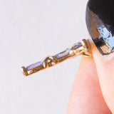 Vintage 9K Gelbgold Tansanit Kreuz Anhänger, 80er/90er Jahre