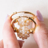 Vintage-Creolen aus 18-karätigem Gelbgold mit weißen Perlen, 70er/80er Jahre