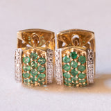 Vintage Creolen aus 9 Karat Gelb- und Weißgold mit Peridot und Diamanten, 70er Jahre