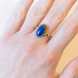 Vintage-Ring aus 9-karätigem Gelbgold mit Lapislazuli, 50er/60er Jahre