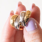 Vintage-Doppel-Creolen aus 18-karätigem Gold (Gelb und Weiß), 60er Jahre