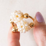 Vintage-Creolen aus 18-karätigem Gelbgold mit weißen Perlen, 70er/80er Jahre