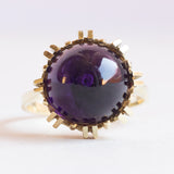 Vintage 14K Gelbgold Amethyst Ring im Cabochonschliff, 60er/70er Jahre