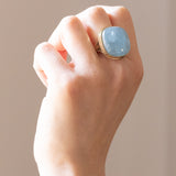 Vintage Ring in 9K Gelbgold mit Aquamarin (ca. 21.80ct), 60er/70er Jahre