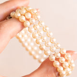 Pulsera vintage de oro blanco de 18 quilates con perlas blancas y zafiros, años 50