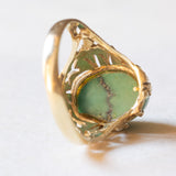 Vintage Ring aus 14 Karat Gelbgold mit Türkis, 60er/70er Jahre