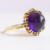 Vintage 14K Gelbgold Amethyst Ring im Cabochonschliff, 60er/70er Jahre