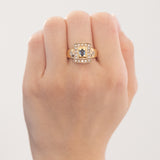 Vintage-Ring aus 18-karätigem Gelbgold mit Topas (ca. 0.40 ct) und Diamanten im Brillantschliff (ca. 0.20 ctw), 60er/70er Jahre