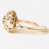 Gänseblümchen-Ring, umgewandelt aus einem antiken Ohrring aus 18 Karat Gelbgold mit Diamanten im Rosenschliff