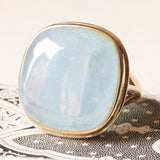 Vintage Ring in 9K Gelbgold mit Aquamarin (ca. 21.80ct), 60er/70er Jahre