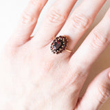 Vintage 18 Karat Gelbgold-Granat-Gänseblümchen-Ring, 60er Jahre