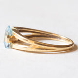 Vintage-Ring aus 18-karätigem Gelbgold mit blauem Topas im Prinzessschliff, 70er Jahre