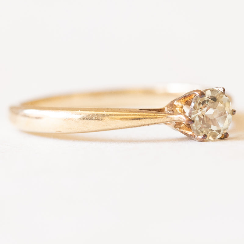 Solitario vintage in oro giallo 9K con zaffiro grigio (0.45ct ca.), anni ‘60