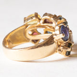 Vintage-Ring aus 18 Karat Gelbgold, blauer Saphir, grüner Turmalin, Rubin, behandelter gelber Saphir, Chromodiopsid, Citrin, synthetischer blauer Spinell und Granat, 70er/80er Jahre