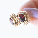 Vintage 9K Gelbgold Granat Ohrringe, 50er/60er Jahre