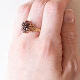 Vintage 9K Gelbgold Granat Gänseblümchen Ring, 90er Jahre