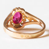 Vintage-Ring aus 14-karätigem Gelbgold mit synthetischem Rubin (ca. 1.50 ct), 40er Jahre