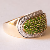 Vintage Ring aus 14 Karat Gelb- und Weißgold mit Peridot und Diamanten, 70er Jahre