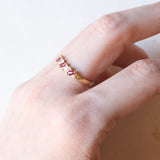 Vintage 18 Karat Gelbgold Ring mit Rubinen und Diamanten, 70er Jahre