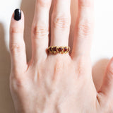 Vintage-Granatring aus 18-karätigem Gelbgold mit Herzschliff, 80er Jahre