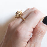 Vintage 18K Gelbgold Granat Gänseblümchen Ring, 60er Jahre