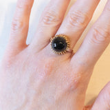 Vintage 14K Gelbgold Onyx Cocktailring, 60er Jahre