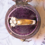 Bague vintage en or jaune 14 carats et or blanc avec diamants taillés en brillant (environ 0.30 ct), 60