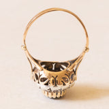 Vintage-Gänseblümchenring aus 18-karätigem Gelbgold und Silber mit Saphir (ca. 2 ct) und Diamanten im Brillantschliff (ca. 0.42 ctw), 50er/60er Jahre