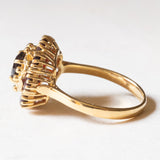 Vintage 18K Gelbgold Granat Gänseblümchen Ring, 60er Jahre