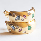 Vintage 14K Goldohrringe mit Diamanten, Rubinen, Smaragden und Saphiren, 70er / 80er Jahre