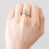 Vintage Gänseblümchenring aus 14 Karat Weißgold mit Diamanten (ca. 0.65 ctw), 70er Jahre