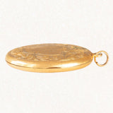 Pendentif photo antique de forme ovale avec feuille d'or jaune 9 carats sur métal, début des années 900