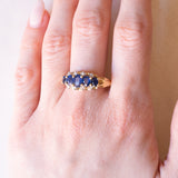 Vintage Ring aus 14 Karat Gelb- und Weißgold mit Saphiren und Diamanten, 60er Jahre