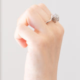 Vintage Gänseblümchenring aus 14 Karat Weißgold mit Diamanten (ca. 0.65 ctw), 70er Jahre