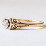 Antiker Diamant-Solitär im Brillantschliff aus 14 Karat Gelbgold und Silber, 20er/30er Jahre