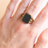 Vintage 8K Gelbgold Heliotrop (Blutstein) Siegelring, 50er/60er Jahre