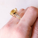Vintage 9 Karat Gelbgold & Weißgold Citrin (ca. 6 Karat) Cocktailring, 60er Jahre