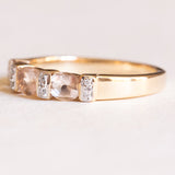 Vintage-Riviera-Ring aus 14-karätigem Gelbgold und Weißgold mit rosa Morganiten (ca. 0.50 ctw) und Diamanten (ca. 0.04 ctw), 70er Jahre
