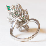 Vintage-Ring aus 18-karätigem Weißgold mit Diamanten (ca. 2 Karat) und Smaragd (ca. 1.90 Karat), 70er Jahre