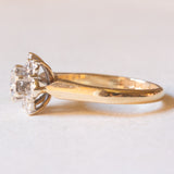 Vintage-Ring aus 9-karätigem Gelb- und Weißgold mit Diamanten im Brillantschliff (ca. 0.14 ctw), 80er Jahre