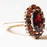 Vintage 18 Karat Gelbgold-Granat-Gänseblümchen-Ring, 60er Jahre