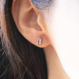 Boucles d'oreilles vintage point lumineux en or blanc 10K avec quartz