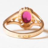 Vintage-Ring aus 14-karätigem Gelbgold mit synthetischem Rubin (ca. 1.50 ct), 40er Jahre