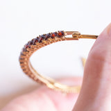 Vintage 8K Gelbgold Granat Armreif, 50er/60er Jahre